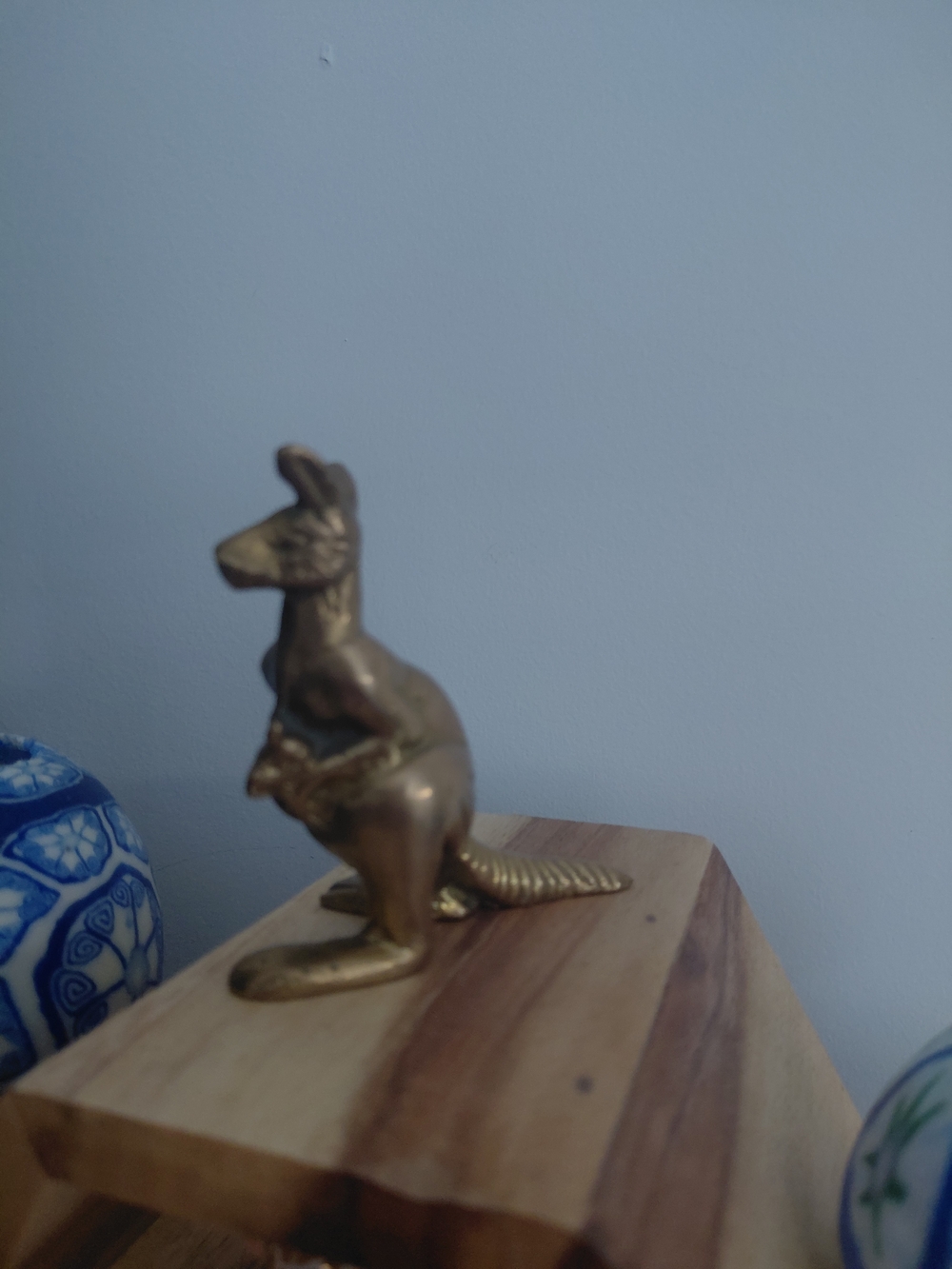 Brass Kangaroo Figurine - Polished Gold Accent